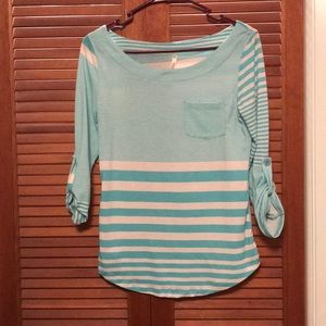 Turquoise and White Stripped top